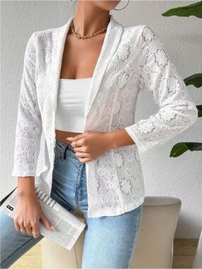 White Lace Open Blazer NWOT
